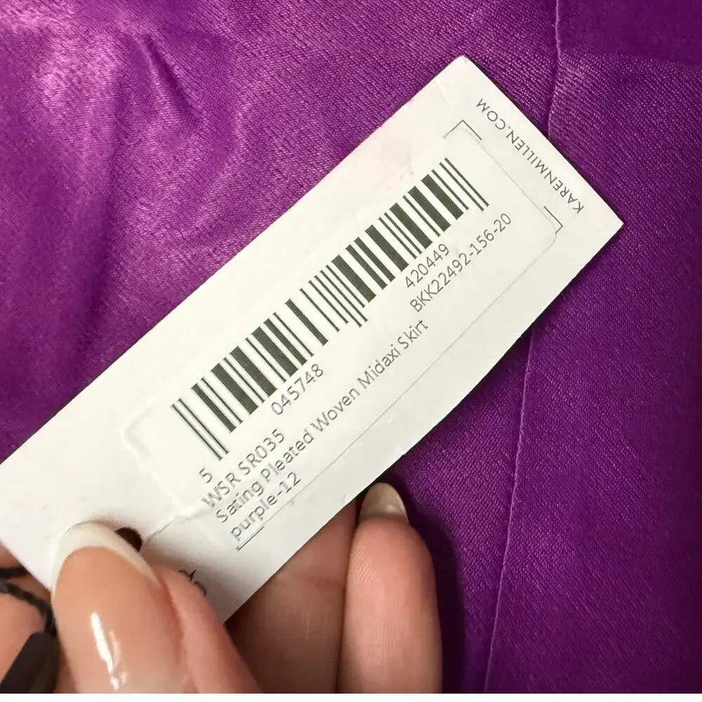 Karen Millen Satin Pleated Woven Midaxi Skirt Purple Size 8 - Picture 7 of 16